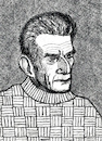 Cartoon: Samuel Beckett (small) by Pascal Kirchmair tagged samuel,beckett,waiting,for,warten,auf,en,attendant,godot,dublin,irland,ireland,irlanda,irlande,literatur,literature,schriftsteller,author,autor,autore,auteur,writer,illustration,crayon,pencil,drawing,bleistift,8b,bleistiftzeichnung,zeichnung,pascal,kirchmair,cartoon,caricature,karikatur,ilustracion,dibujo,desenho,ink,disegno,ilustracao,illustrazione,illustratie,dessin,de,presse,du,jour,art,of,the,day,tekening,teckning,cartum,vineta,comica,vignetta,caricatura,portrait,porträt,portret,retrato,ritratto,matita,lapis,lapiz