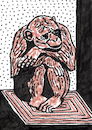 Cartoon: Schimpanse (small) by Pascal Kirchmair tagged chimp,affe,singe,monkey,ape,chimpanzee,schimpanse,chimpanze,chimpance,scimpanze,illustration,ink,drawing,zeichnung,pascal,kirchmair,cartoon,caricature,karikatur,ilustracion,dibujo,desenho,ilustracao,illustrazione,illustratie,dessin,de,presse,tekening,teckning,cartum,vineta,comica,vignetta,caricatura,tusche,tuschezeichnung,portrait,retrato,porträt,ritratto,art,arte,artwork,kunst,encre,chine,tinta,china,inchiostro,nanquim,painting,pintura,peinture,dipinto,malerei,pittura,käfig,gefangen,tierversuche,burnt,sienna