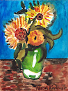 Three Sunflowers in a Vase