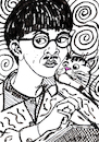 Cartoon: Tsuguharu Foujita with his cat (small) by Pascal Kirchmair tagged tsuguharu,foujita,cat,chat,katze,gato,gatto,japon,giappone,japao,japan,porträt,ink,drawing,dessin,illustration,pascal,kirchmair,portrait,caricature,karikatur,dibuix,zeichnung,cartoon,ilustracion,dibujo,desenho,disegno,ilustracao,illustrazione,illustratie,de,presse,du,jour,art,of,the,day,tekening,teckning,cartum,vineta,comica,vignetta,caricatura,portret,retrato,ritratto,bichano,felino,felin,arte,kunst,artwork,tusche,tuschezeichnung,copic,marker,markers,encre,chine,tinta,china,inchiostro,nanquim