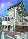 Cartoon: Villa in Le Touquet (small) by Pascal Kirchmair tagged aquarell,watercolour,villa,le,touquet,france,pas,de,calais,nord,het,hoekske,frankreich,meer,strand