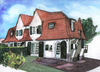 Cartoon: Villa in Le Touquet 2 (small) by Pascal Kirchmair tagged mansion,watercolour,aquarell,frankreich,ärmelkanal,la,manche,villa,le,touquet,france,pas,de,calais,nord,het,hoekske