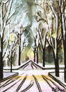 Cartoon: Winterallee in Innsbruck (small) by Pascal Kirchmair tagged winter allee innsbruck aquarell painting watercolour malerei