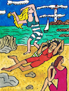 Cartoon: Women Bathing (small) by Pascal Kirchmair tagged die,badenden,the,bathers,women,bathing,strand,beach,meer,mer,mare,mar,plage,spiaggia,playa,praia,nice,nizza,cannes,france,cote,azur,provence,les,baigneuses,la,coruna,pablo,ruiz,picasso,espana,antibes,barcelona,painting,dipinto,pintura,pittura,peinture,artist,artiste,artista,kunst,künstler,illustration,drawing,tusche,tuschezeichnung,zeichnung,pascal,kirchmair,cartoon,caricature,karikatur,ilustracion,dibujo,desenho,ink,disegno,ilustracao,illustrazione,illustratie,dessin,de,presse,du,jour,art,of,day,tekening,teckning,cartum,vineta,comica,vignetta,caricatura,portrait,porträt,portret,retrato,ritratto,malaga,spanien,espagne,spain,spagna,arte,artwork