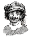 Cartoon: Young Rembrandt (small) by Pascal Kirchmair tagged rembrandt,van,rijn,artist,artiste,artista,kunst,künstler,illustration,sepia,ink,drawing,tusche,tuschezeichnung,zeichnung,pascal,kirchmair,cartoon,caricature,karikatur,ilustracion,dibujo,desenho,disegno,ilustracao,illustrazione,illustratie,dessin,de,presse,du,jour,art,of,the,day,tekening,teckning,cartum,vineta,comica,vignetta,caricatura,portrait,porträt,portret,retrato,ritratto,arte,holland,netherlands,niederlande,leiden,amsterdam,leyden