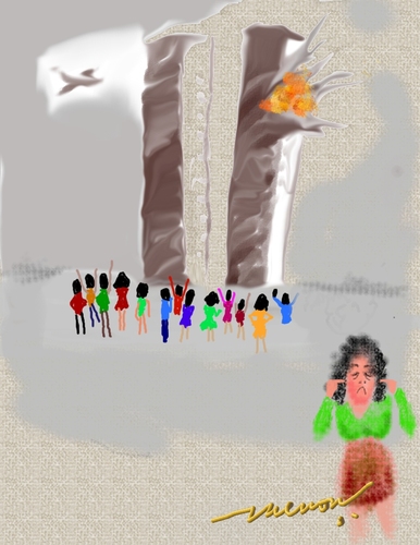 Cartoon: 911 revisited (medium) by kar2nist tagged centre,trade,laden,bin,terrorism,america,11