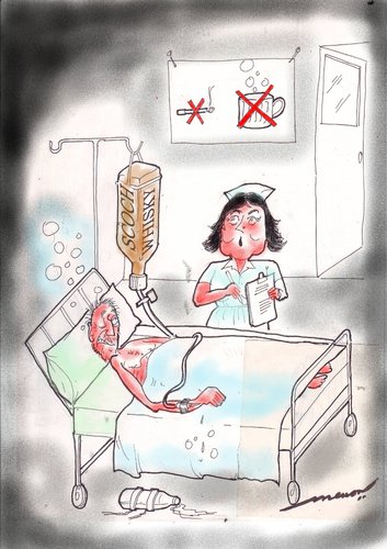 Cartoon: A Drink on the Sly (medium) by kar2nist tagged drip,scotch,hospital,drink