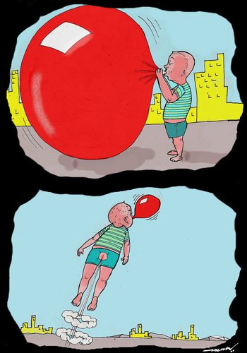 Cartoon: Accidents Do Happen (medium) by kar2nist tagged balloon,launching,kids
