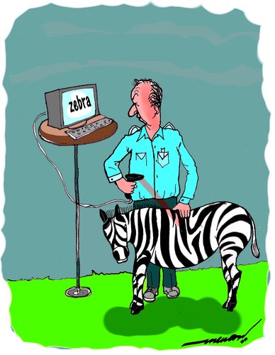 Cartoon: animal bar coding (medium) by kar2nist tagged barcoding,zebra