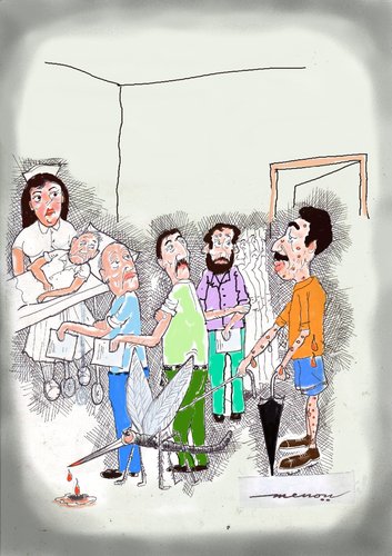 Cartoon: Blood Donation Camp (medium) by kar2nist tagged transfusion,bank,life,city,mosquitoes,donation,blood