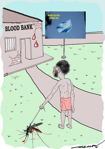 Cartoon: Blood Donation Day (medium) by kar2nist tagged blood,donation,world,mosquito