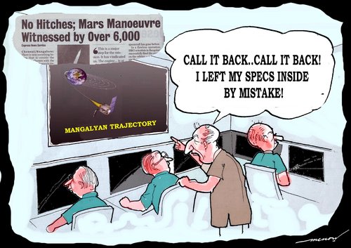 Cartoon: brilliantly forgetful (medium) by kar2nist tagged mangalyan,spacecraft,mars,indian,space,forgetfulness