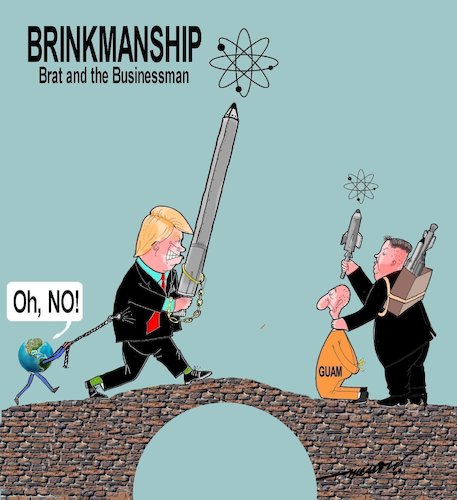 Cartoon: Brinkmanship (medium) by kar2nist tagged trump,kim,jon,un,nuecler,war,threats