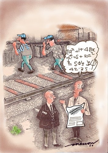 Cartoon: Building a Monorail (medium) by kar2nist tagged designing,building,railways,track,train,monorail