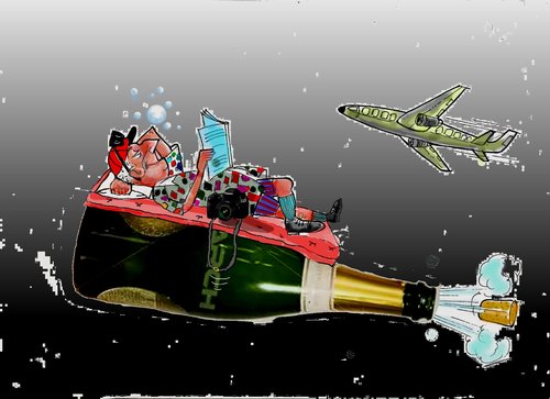 Cartoon: Champagne Holiday (medium) by kar2nist tagged champagne,holiday,fizz