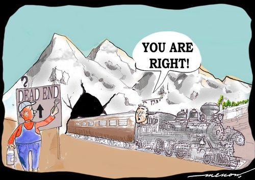 Cartoon: Cussedness (medium) by kar2nist tagged train,cave,oneway,deadend