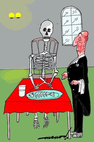 Cartoon: dieting diner (medium) by kar2nist tagged dieting,hotels,skeleton