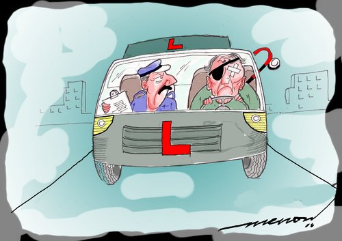 Cartoon: driving test (medium) by kar2nist tagged driving,car,test,eyepad,eyeinjury