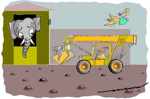 Cartoon: elephants delivery (medium) by kar2nist tagged elephant,delivery,stork