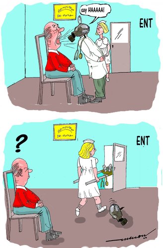 Cartoon: ENT-game! (medium) by kar2nist tagged masks,gas,foul,breath