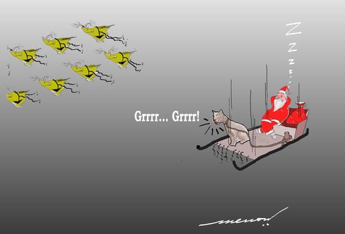 Cartoon: Experiments with speed booster! (medium) by kar2nist tagged sata,klaus,driver,mountainlion,xmas,reindeers