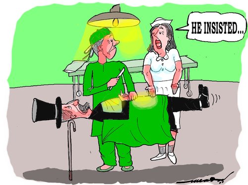 Cartoon: habits die hard (medium) by kar2nist tagged magician,operating,table,doctoe,hospital,surgery