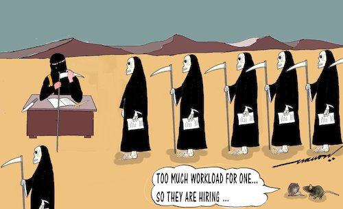 Cartoon: HIring (medium) by kar2nist tagged terrorists,death