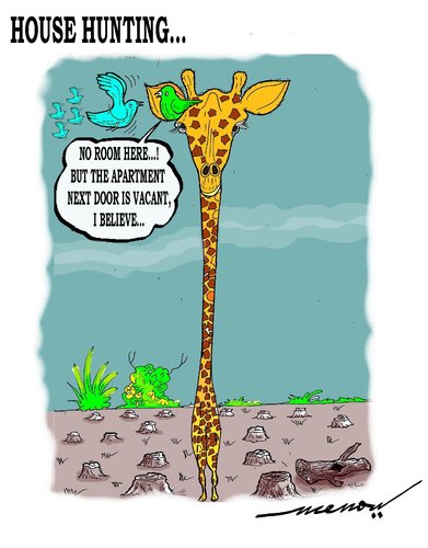 Cartoon: house hunting (medium) by kar2nist tagged deforestation,trees,giraffe,birds