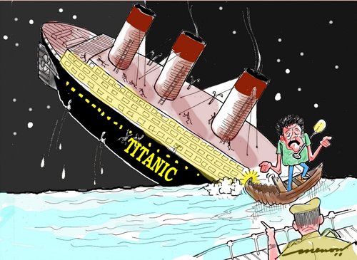 Cartoon: I didnt do it (medium) by kar2nist tagged sea,at,accidents,iceberghits,sinking,ships,titanic