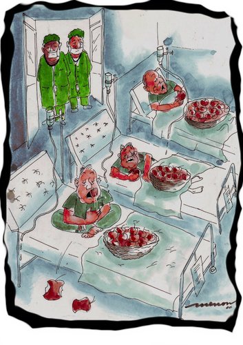 Cartoon: Keeps The Doctor Away (medium) by kar2nist tagged doctors,apples,hospital,doctor,apple