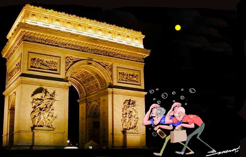 Cartoon: Mind your head (medium) by kar2nist tagged arc,de,triomphe,drunkards