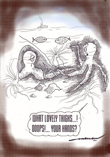 Cartoon: Octopussy (medium) by kar2nist tagged birds,love,dating,octopus,women
