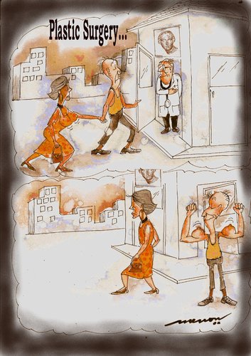 Cartoon: Plastic Surgery...And After! (medium) by kar2nist tagged anderson,pamela,building,body,development,breast,transplat,tissue,surgery,plastic