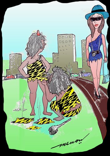 Cartoon: Roman Holiday (medium) by kar2nist tagged holiday,rome,cavemen,dresssense