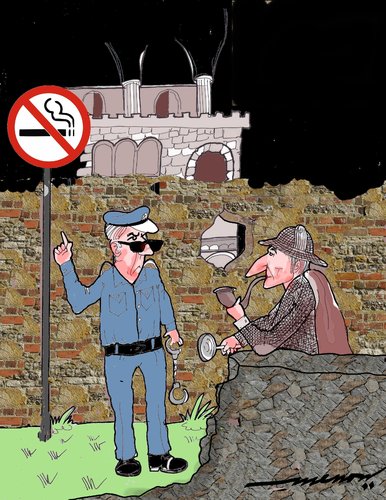 Cartoon: shell shocked sherlock (medium) by kar2nist tagged sherlock,homes,smoking,kills