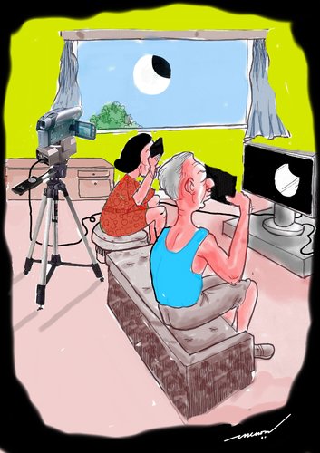 Cartoon: Sun watchers (medium) by kar2nist tagged eclipse,sun,darkfilm