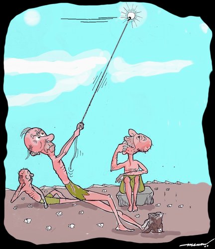 Cartoon: War Against Aging (medium) by kar2nist tagged aging,sun,oldmen