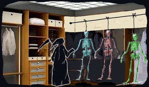 Cartoon: what to wear (medium) by kar2nist tagged death,wardrobe,skelettons