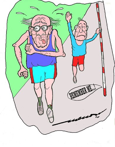 Cartoon: World Alzheimers Day (medium) by kar2nist tagged alzheimers,decease,worlds,comemmoration,pole,vault