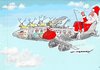 Cartoon: Miles to Go before I Sleep (small) by kar2nist tagged santa,claus,travel,jetplane,hitch,hiking,sky,resting,reindeer