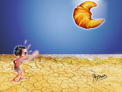 Cartoon: la famine en Somalie (medium) by Majdoub Abdelwaheb tagged somalie