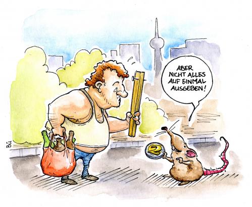 Cartoon: 1 Euro pro Ratte (medium) by Bülow tagged ratten,rattenplage,rattenproblem,rattenjagd,jagd,jagen,fangen,fangpraemie,fdp,henner,schmidt,abgeordnetenhaus,berlin,mitte,alexanderplatz,arbeitslos,arbeitslosigkeit,armut,flaschenpfand,vorschlag,idee,debatte,problem,ratten,ratte,tiere,tier,plage,rattenplage,bevölkerung,rattenproblem,rattenjagd,jagd,jagen,jäger,fangen,fangprämie,fdp,henner schmidt,abgeordnetenhaus,berlin,mitte,alexanderplatz,arbeitslos,arbeitslosigkeit,armut,flaschenpfand,vorschlag,idee,debatte,problem,arm,bekämpfung,henner,schmidt,prämie,kopfgeld,kopfgeldjäger,opfer,geld,einkommen,job,arbeit