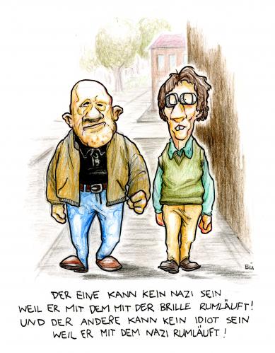 Cartoon: Das Dynamische Duo (medium) by Bülow tagged nazi,brille,glasses,street,freunde,partner,nerd