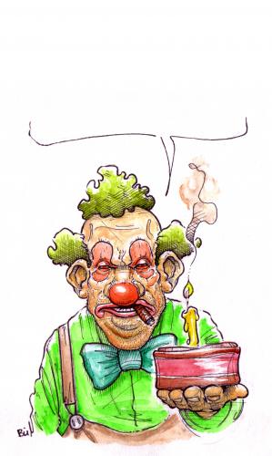 Cartoon: Einen Herzlichen Glückwunsch! (medium) by Bülow tagged clown,grusskarte,torte,glückwunsch,geburtstag