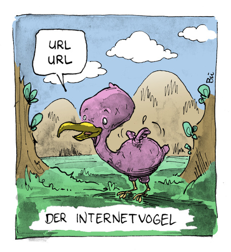 Cartoon: Neue Tierform entdeckt! (medium) by Bülow tagged vogel,forschung,ornithologie,vogel,forschung,ornithologie,vogelkunde,naturkunde,natur,tiere,url,internet,browser,fortschritt,entwicklung,evolution,technik,interaktivität,kommunikation,netzwerk,neue medien,vernetzt,world wide web,web,browsen,community,digitale medien,firefox,identität,netzkultur,online,selbstdarstellung,vernetzung,virtualität,virus,trojaner,www,neue,medien,world,wide,digitale