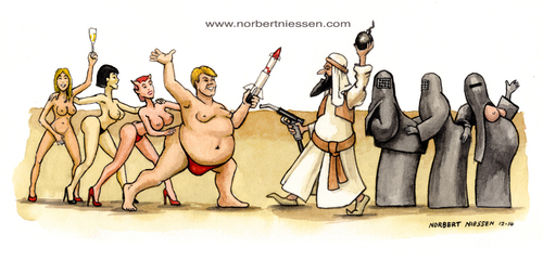 Cartoon: Kulturkrieg (medium) by Niessen tagged muslim
