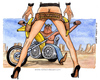 Cartoon: Banana Republic (small) by Niessen tagged banane moto gambe donna duello bananas motorcycle custom bike jet legs woman duel fight bananen motorrad brauch beine frau duell