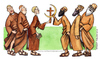 Cartoon: Frati e fratelli (small) by Niessen tagged musulmani cristiani frati talare tunica croce muslims christians friars cross moslems christen brüder mönche tunika kreuz