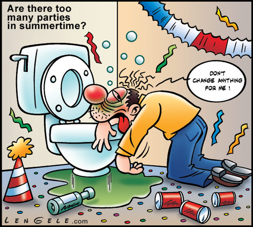 Cartoon: summer party (medium) by Carayboo tagged summer,party,drink,drunk,laugh,national,day,anniversary,bath,beer,wine,firework