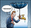 Cartoon: Economy - water (small) by Carayboo tagged water,eau,tab,rain,umbrella,pollution,economy,nature,evironement,faucet,man,world,planet,storm,recuperation